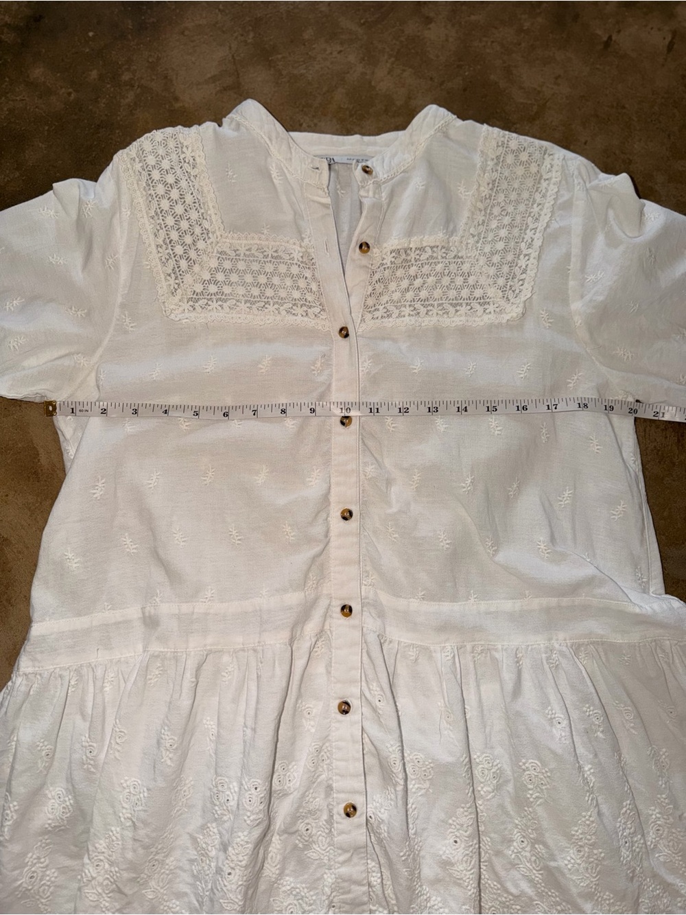 Zara White Eyelet Embroidered Peplum Tunic Blouse Medium - Picture 8 of 10